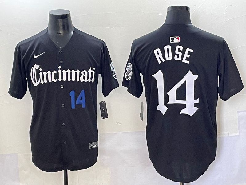 Men 2025 Cincinnati Reds #14 Rose Black Five generations Joint Name Nike MLB Jersey style 2->cincinnati reds->MLB Jersey